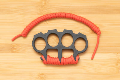 Brass Knuckles with Red Paracord